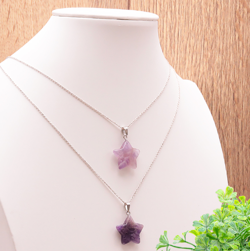 PENDENTIF ÉTOILE AMÉTHYSTE PIERRE NATURELLE