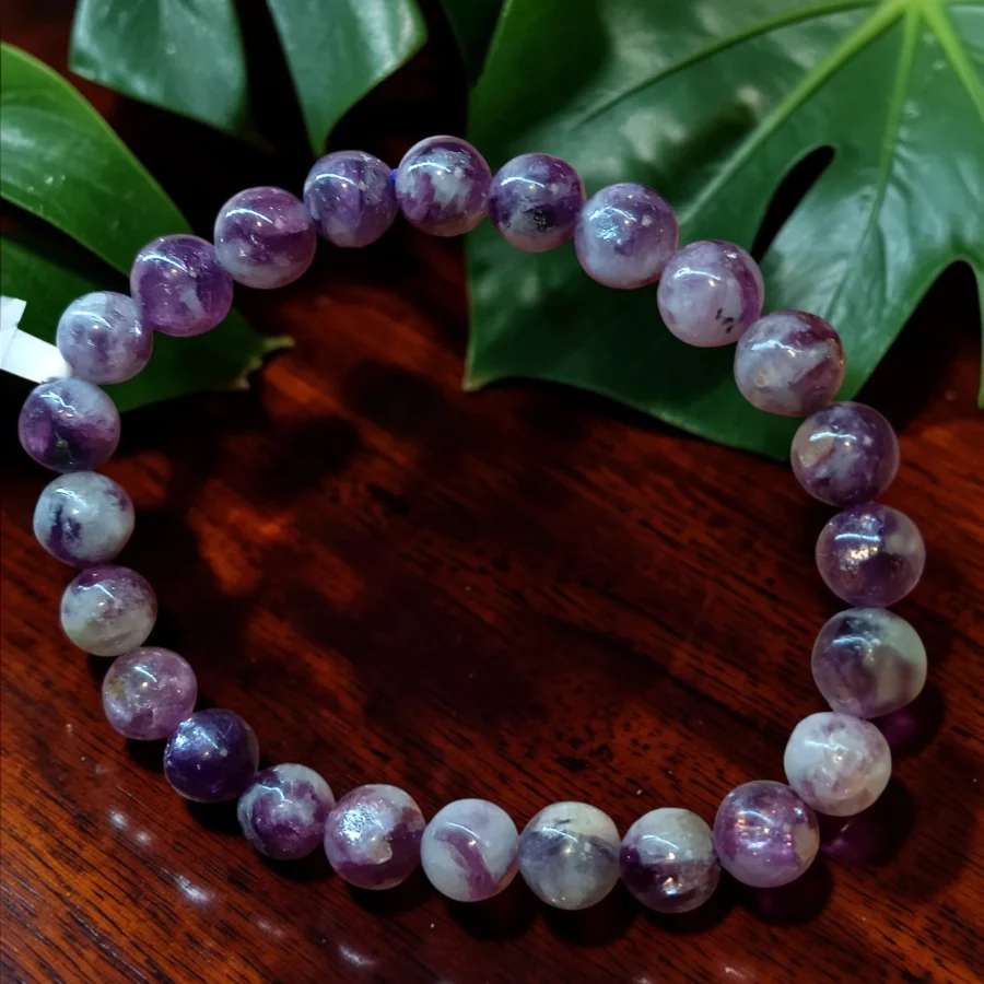 Lépidolite 08MM AA+ nuance de rose violet brillant une pierre excellente qualité