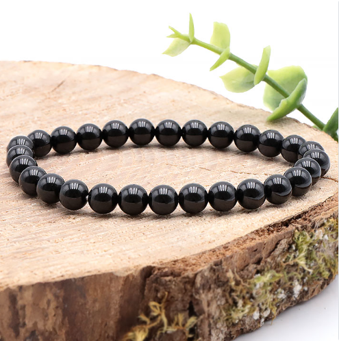 bracelet spinelle noir 06mm pierre naturelle de Thaïlande qui fait son poids comme une pierre précieuse