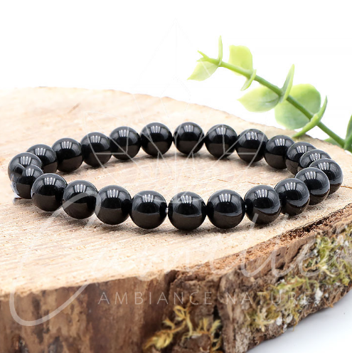 bracelet spinelle noir 08mm pierre naturelle de Thaïlande qui fait son poids comme une pierre précieuse