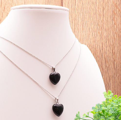 pendentif cœur obsidienne noire