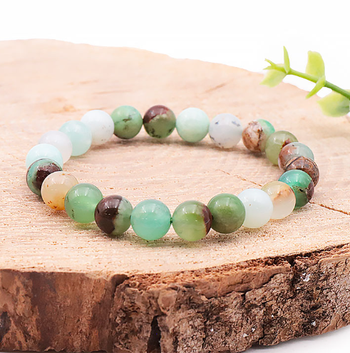bracelet chrysoprase 08MM Pierre verte couleur émeraude en provenance d'Australie