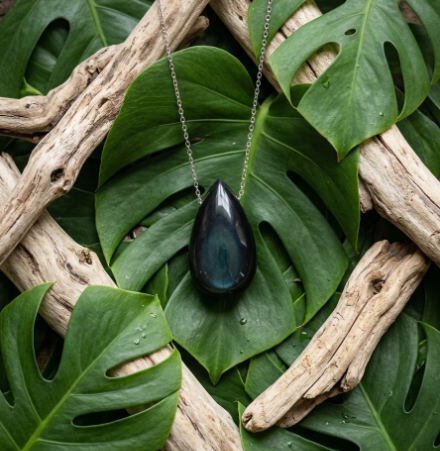 PENDENTIF OBSIDIENNE OEIL CÉLESTE MEXIQUE