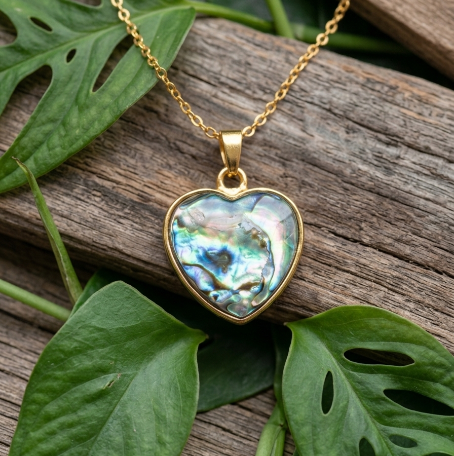 PENDENTIF COEUR COQUILLE ABALONE