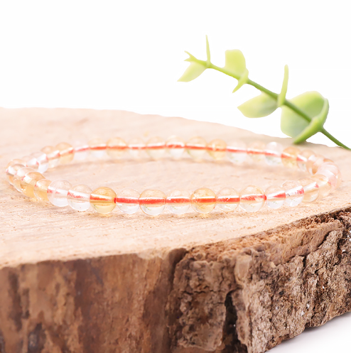 bracelet citrine naturelle 06mm pierre naturelle avec transparence jaunâtre et très pure