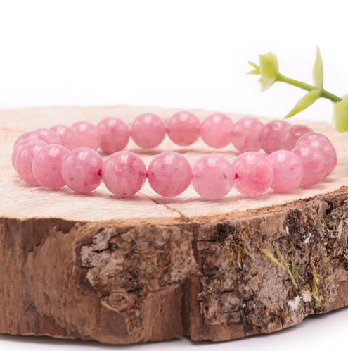 BRACELET RHODONITE PIERRE NATURELLE ROSE
