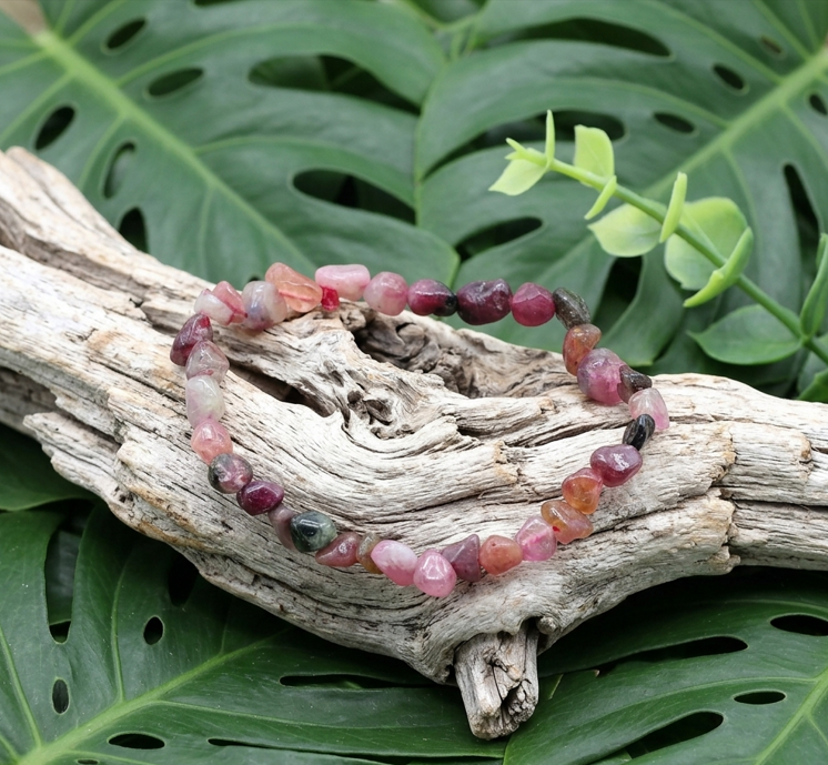 BRACELET PIERRE ROULÉE TOURMALINE MULTICOLORE