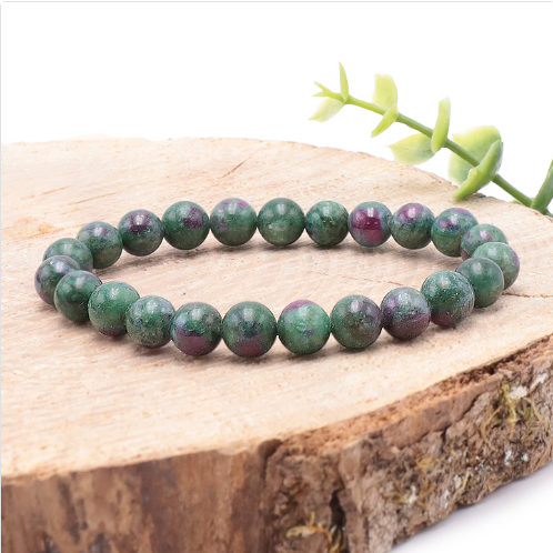 bracelet rubis sur fuschite 08mm aaa