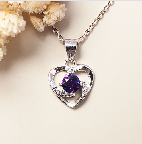 PENDENTIF AMÉTHYSTE FACETTÉE BRÉSIL AAA ARGENT 925 RHODIÉ