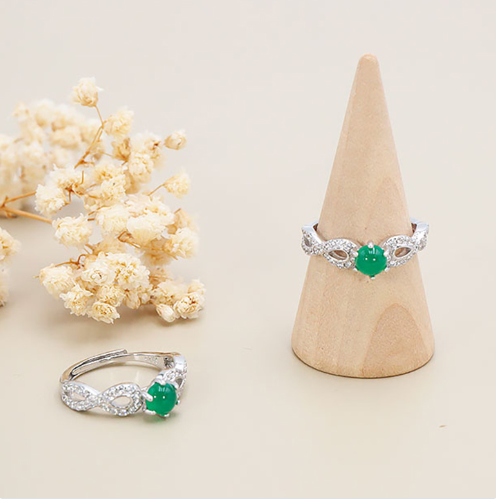 BAGUE CHRYSOPRASE AUSTRALIE AA+ ARGENT 925 RHODIÉ