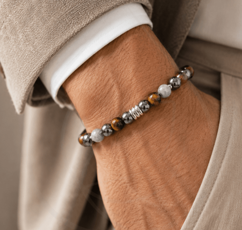 BRACELET LABRADORITE CELYOS ŒIL DE TIGRE HÉMATITE – Image 2