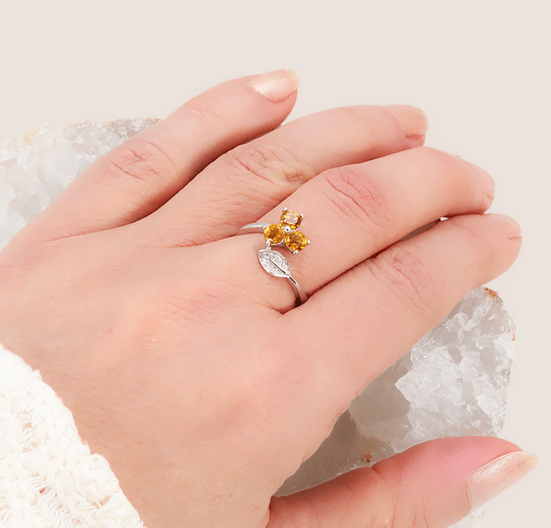 BAGUE CITRINE AAA ARGENT 925 RHODIÉ – Image 2