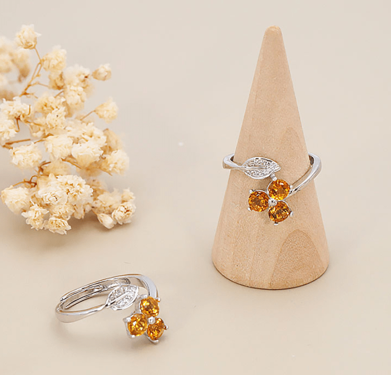 BAGUE CITRINE AAA ARGENT 925 RHODIÉ